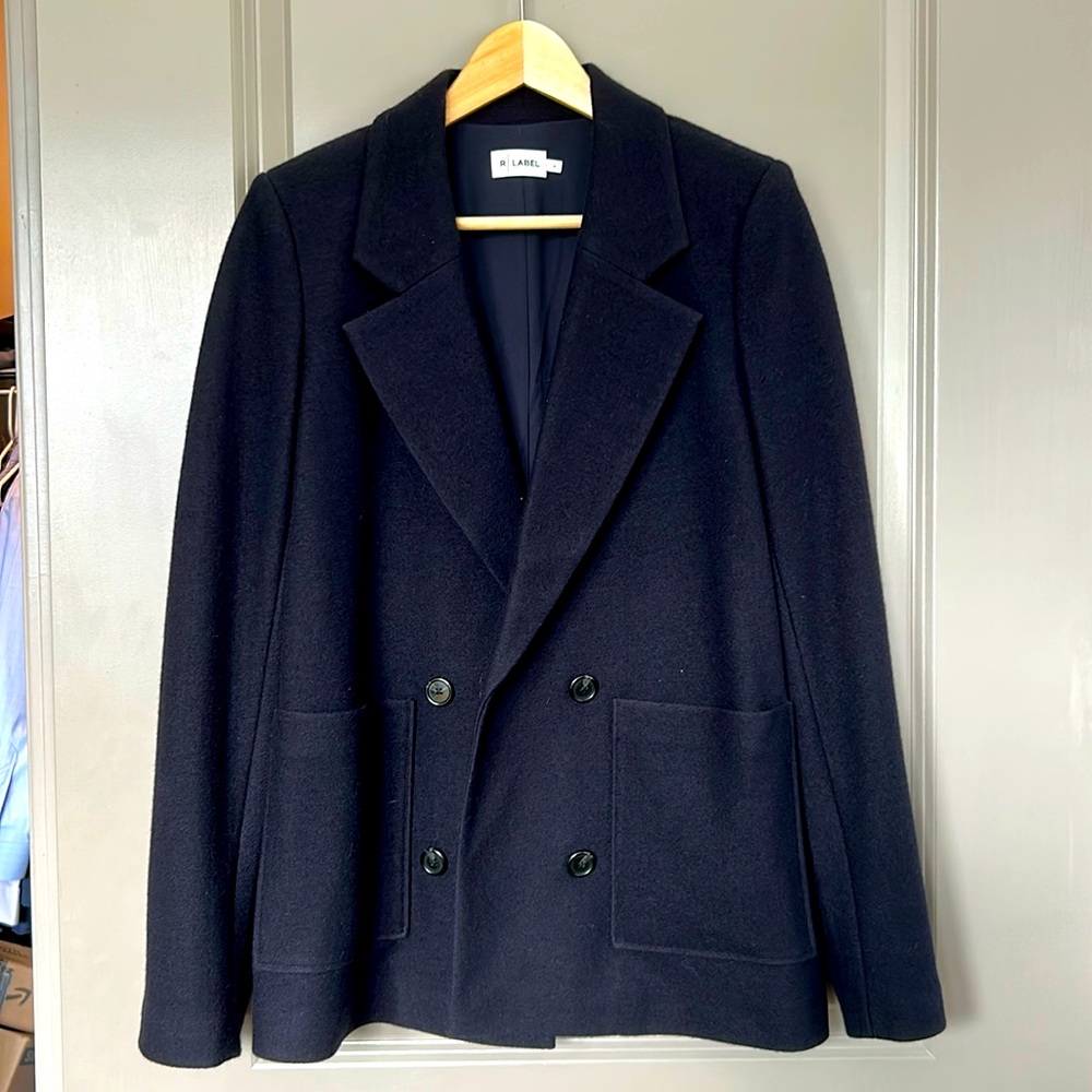 R Label navy wool blazer